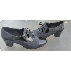Covington Women's Sz 6 Black Oxford Pumps Lace Up Side Zip Block Heel NWOT